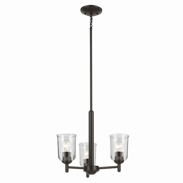 Kichler 43670OZCLR Three Light Mini Chandelier, Olde Bronze