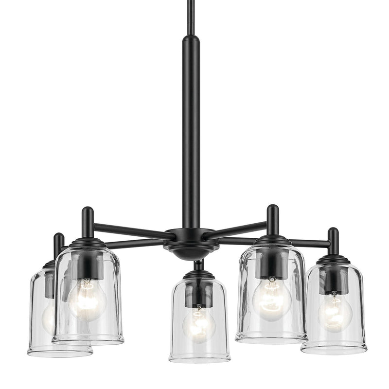 Kichler 43671BKCLR Five Light Chandelier, Black