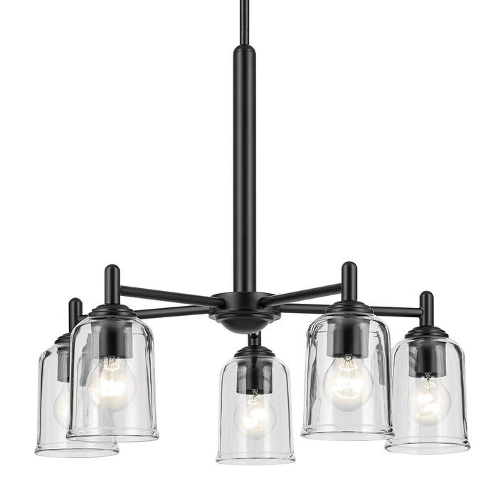 Kichler 43671BKCLR Five Light Chandelier, Black