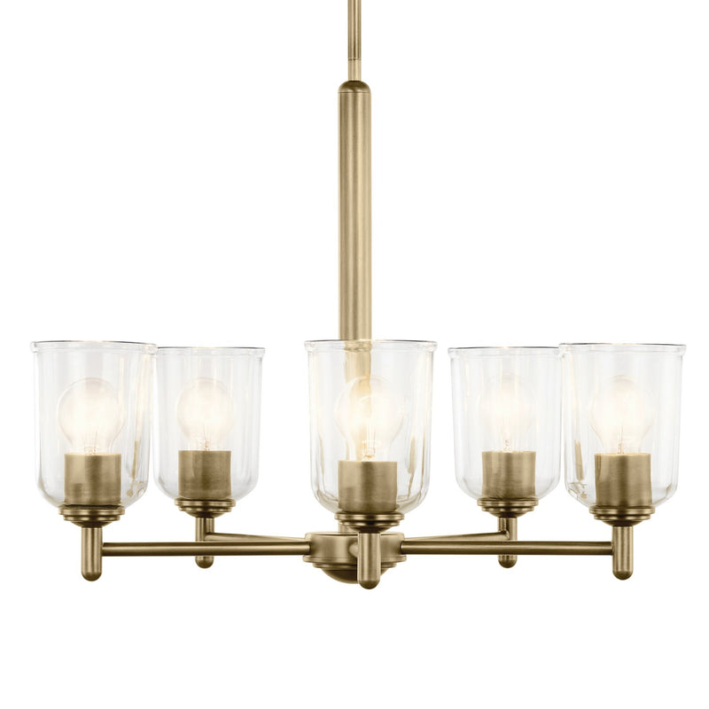 Kichler 43671NBRCLR Five Light Chandelier, Natural Brass