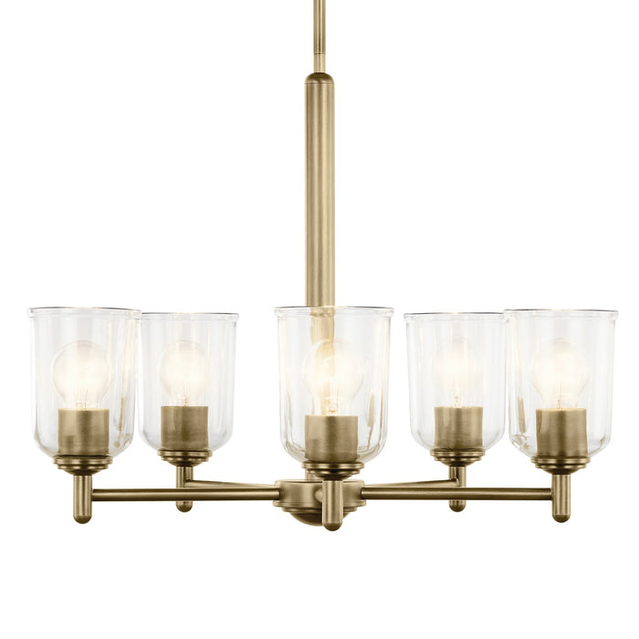 Kichler 43671NBRCLR Five Light Chandelier, Natural Brass