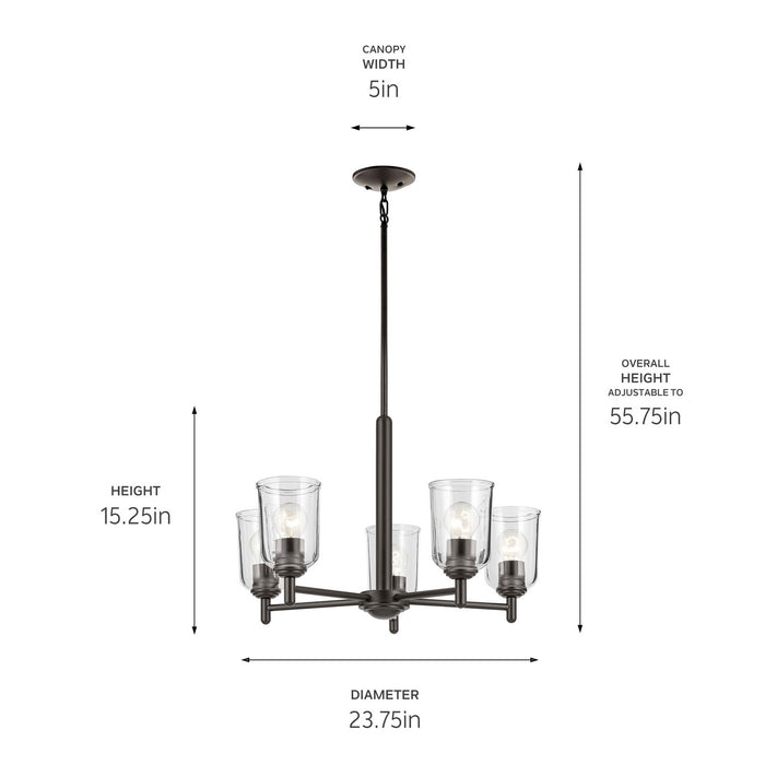 Kichler 43671OZCLR Five Light Chandelier, Olde Bronze
