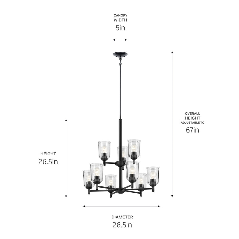 Kichler 43672BKCLR Nine Light Chandelier, Black