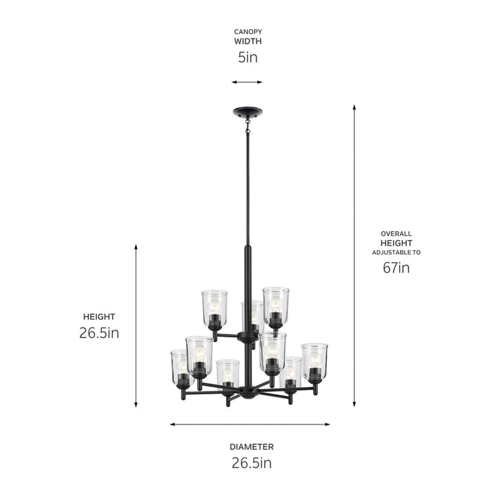 Kichler 43672BKCLR Nine Light Chandelier, Black
