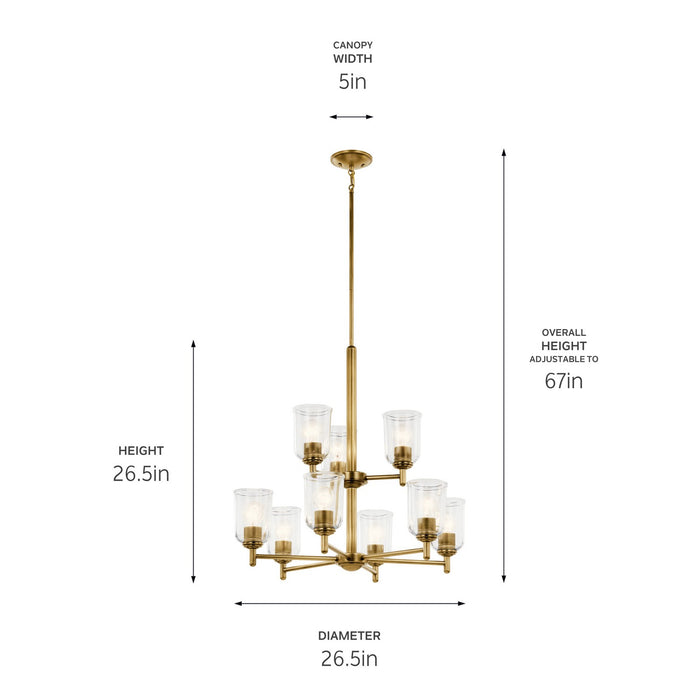 Kichler 43672NBRCLR Nine Light Chandelier, Natural Brass