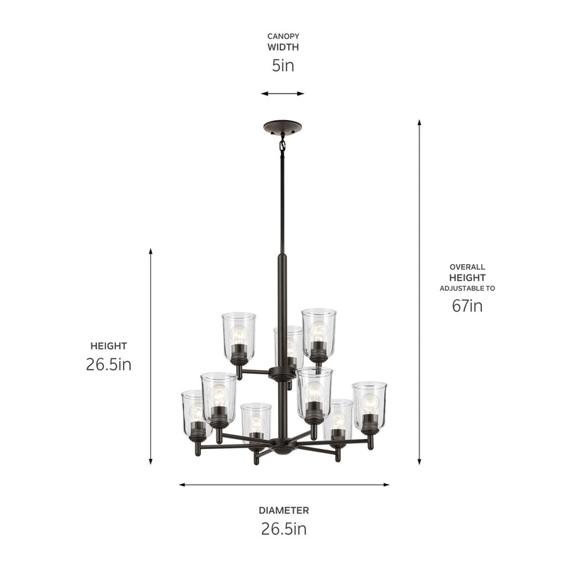 Kichler 43672OZCLR Nine Light Chandelier, Olde Bronze