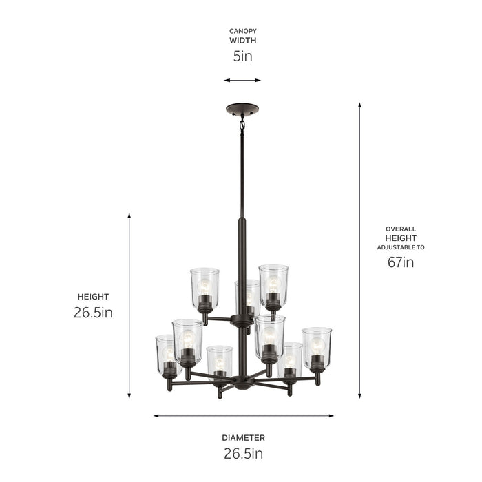 Kichler 43672OZCLR Nine Light Chandelier, Olde Bronze