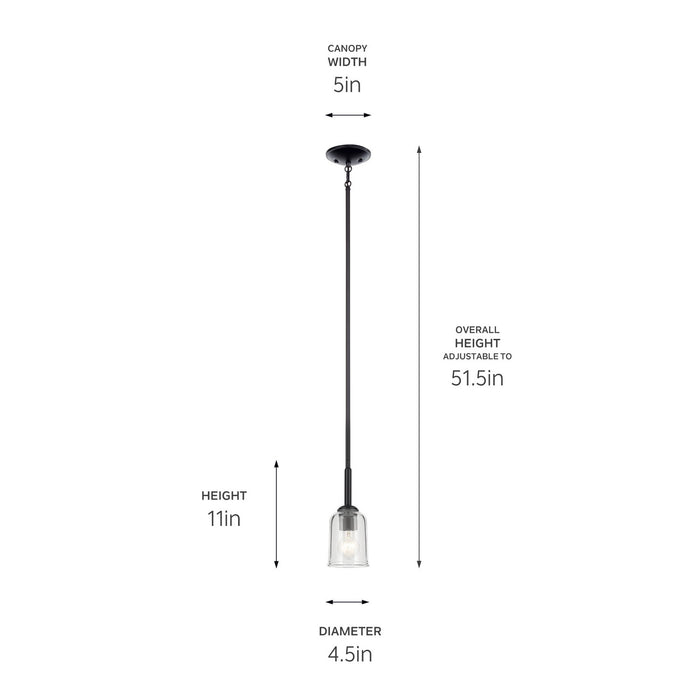 Kichler 43674BKCLR One Light Mini Pendant, Black