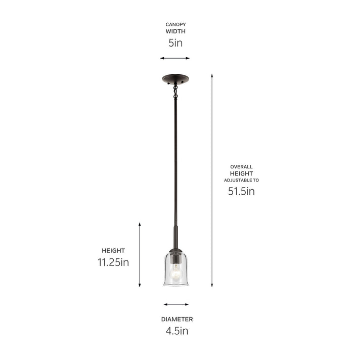 Kichler 43674OZCLR One Light Mini Pendant, Olde Bronze