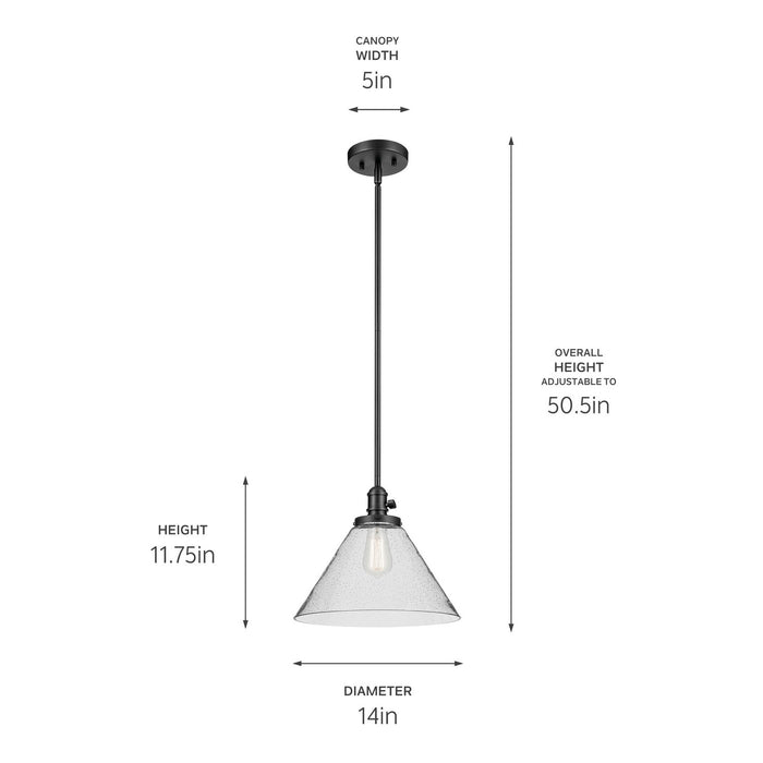 Kichler 43905BK One Light Pendant, Black