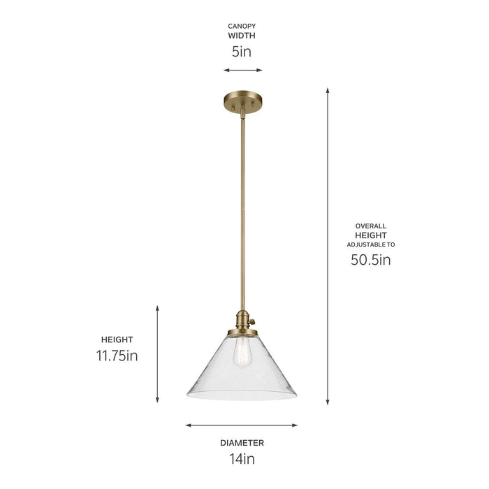 Kichler 43905NBR One Light Pendant, Natural Brass