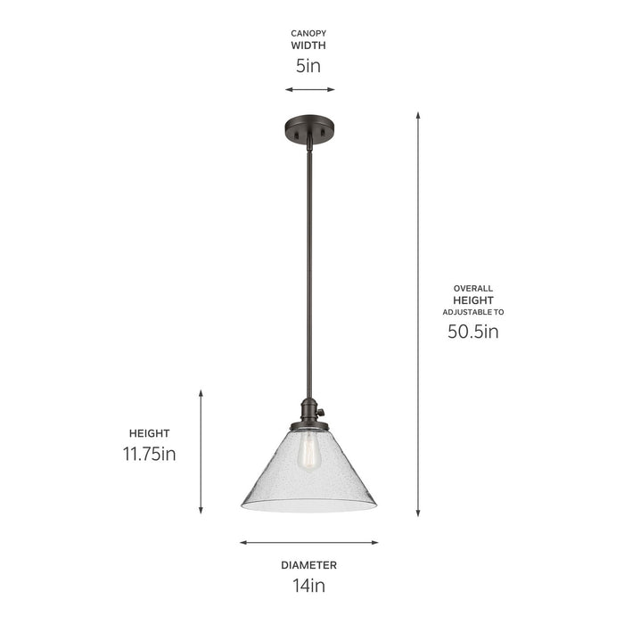 Kichler 43905OZ One Light Pendant, Olde Bronze