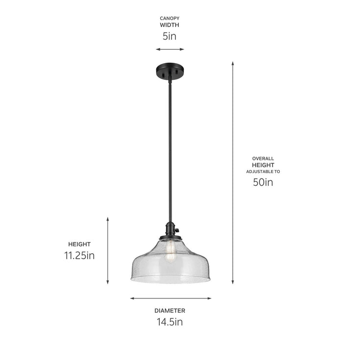 Kichler 43906BK One Light Pendant, Black