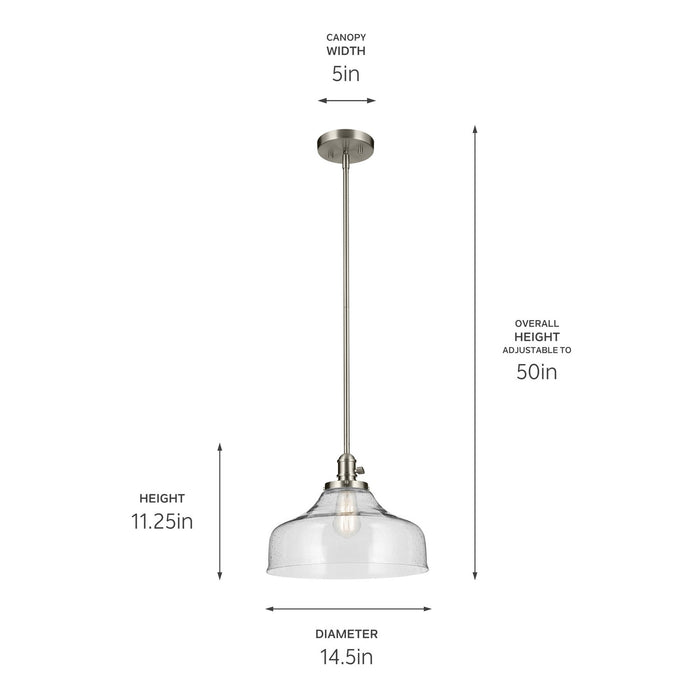 Kichler 43906NI One Light Pendant, Brushed Nickel