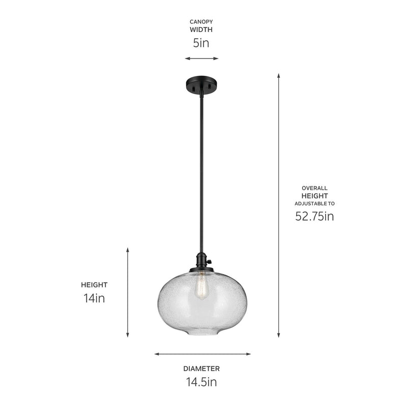 Kichler 43911BK One Light Pendant, Black