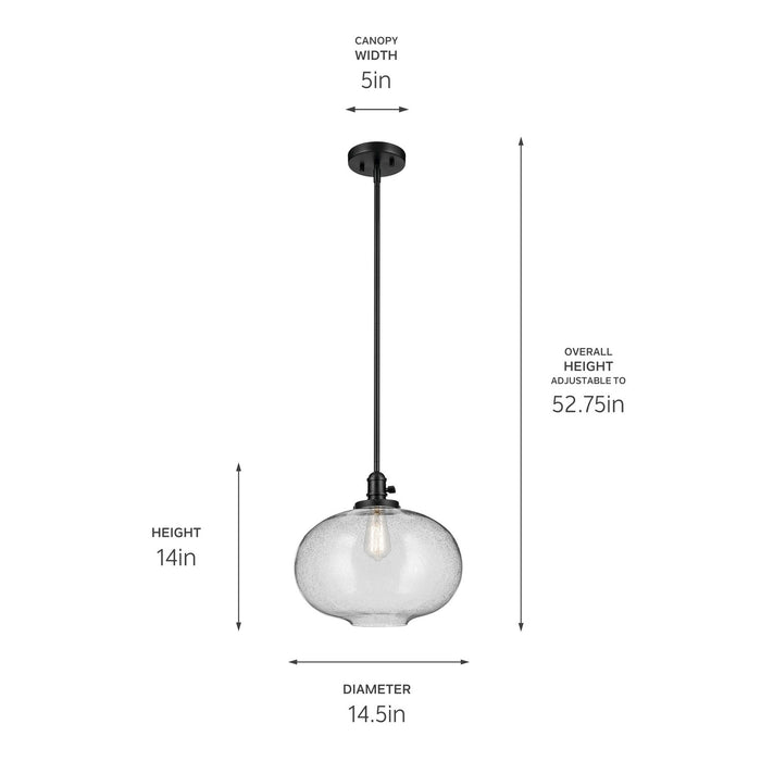 Kichler 43911BK One Light Pendant, Black