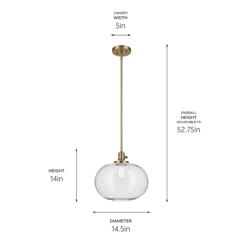 Kichler 43911NBR One Light Pendant, Natural Brass