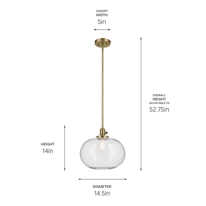 Kichler 43911NBR One Light Pendant, Natural Brass