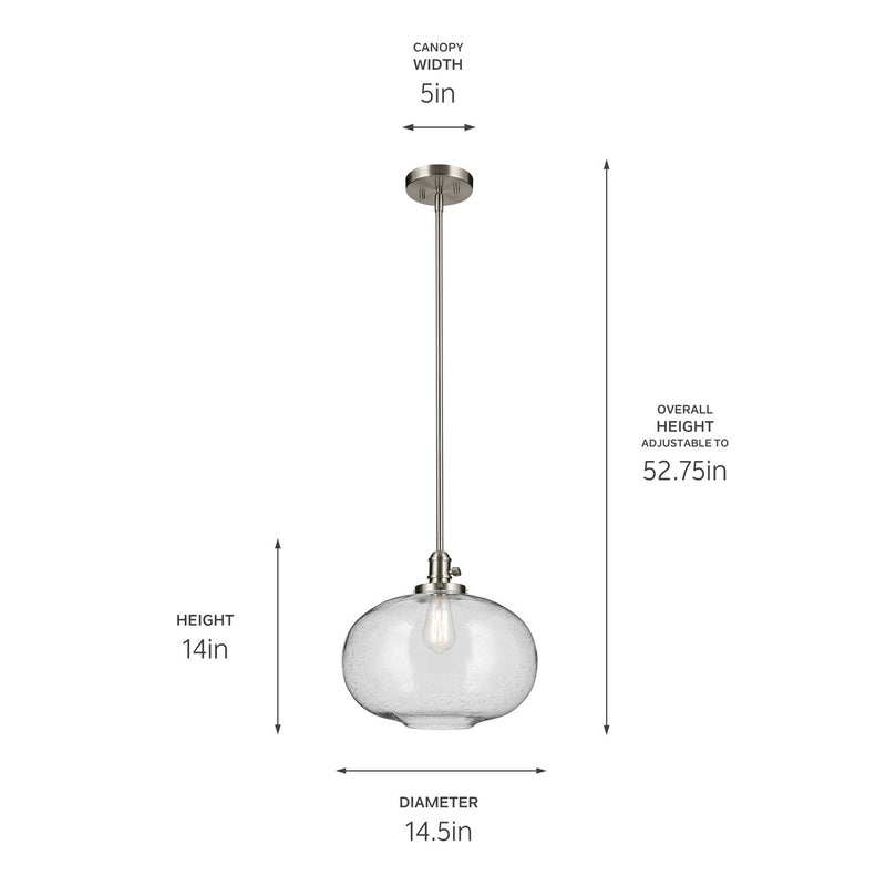 Kichler 43911NI One Light Pendant, Brushed Nickel