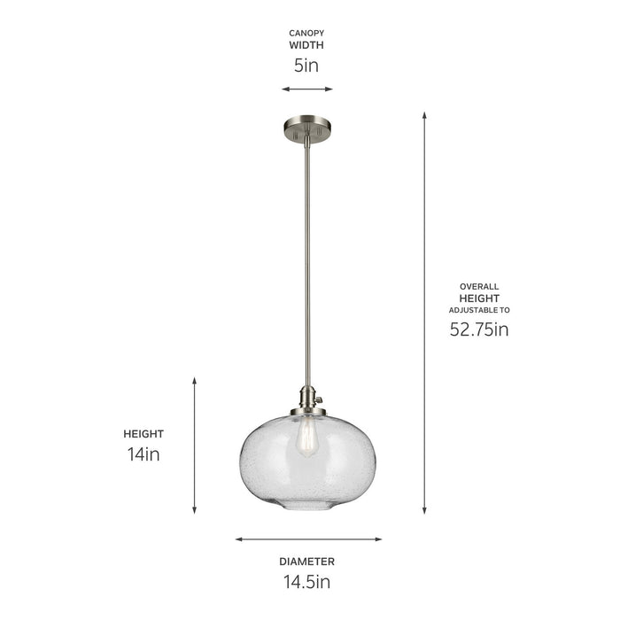 Kichler 43911NI One Light Pendant, Brushed Nickel