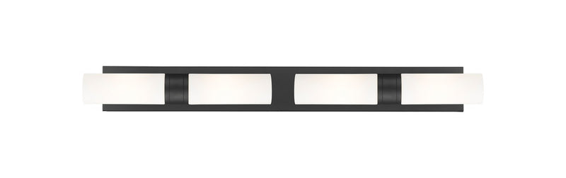 Innovations 617S-4W-BK-G617-8WH Four Light Bath Vanity, Matte Black
