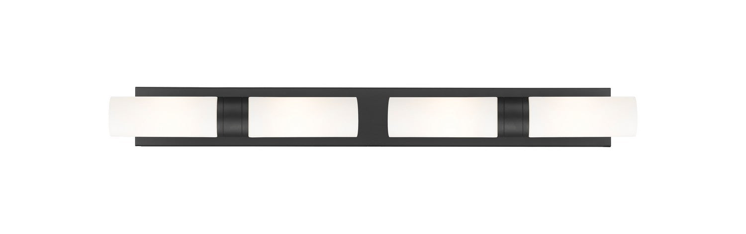 Innovations 617S-4W-BK-G617-8WH Four Light Bath Vanity, Matte Black