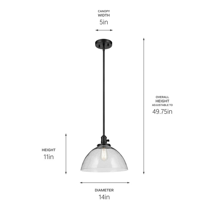 Kichler 43912BK One Light Pendant, Black