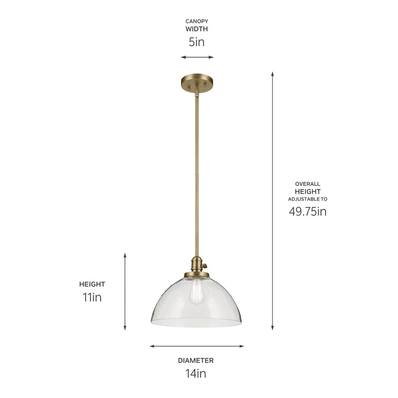 Kichler 43912NBR One Light Pendant, Natural Brass