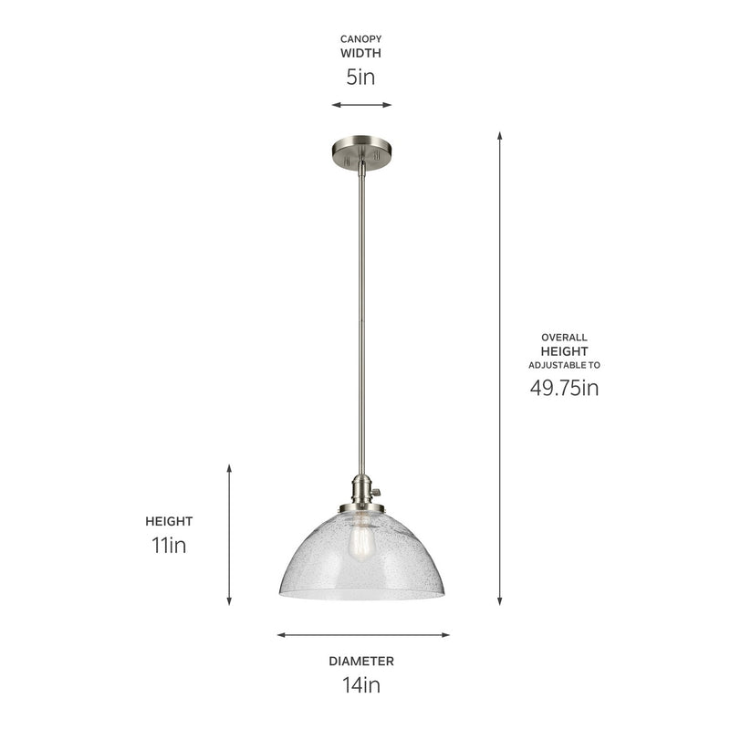 Kichler 43912NI One Light Pendant, Brushed Nickel
