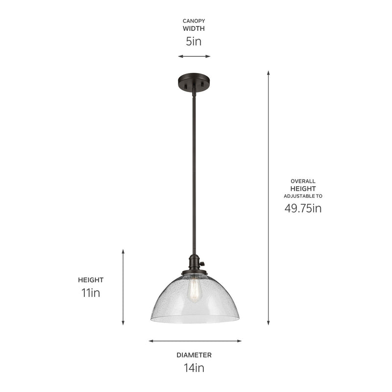 Kichler 43912OZ One Light Pendant, Olde Bronze