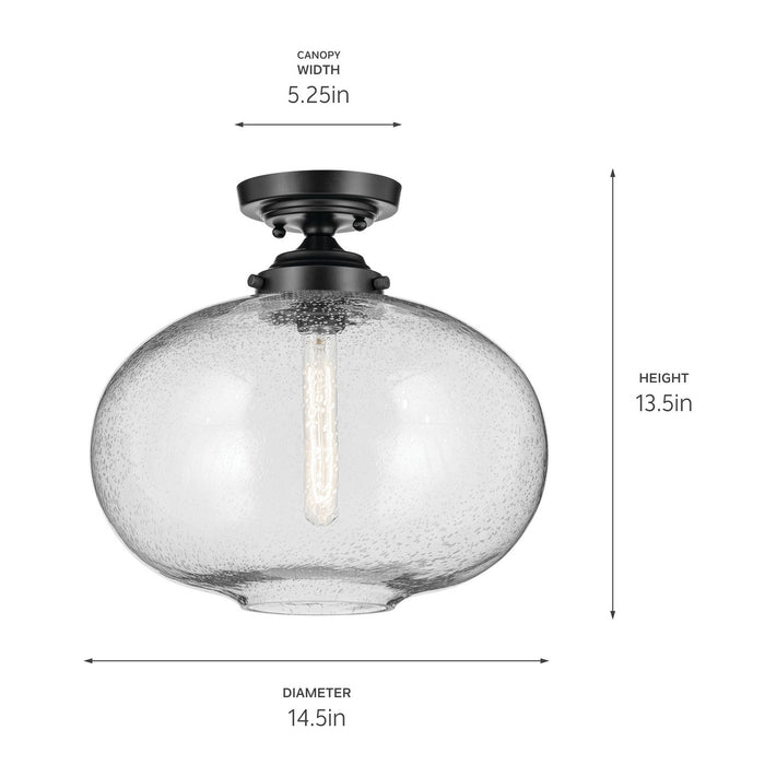 Kichler 43913BK One Light Semi Flush Mount, Black