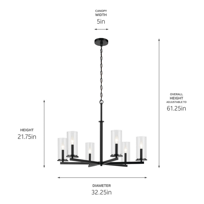 Kichler 44013BK Six Light Chandelier, Black