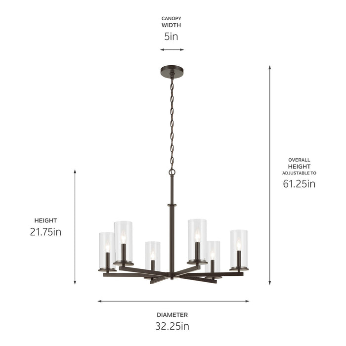 Kichler 44013OZ Six Light Chandelier, Olde Bronze