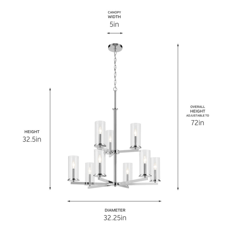 Kichler 44014CH Nine Light Chandelier, Chrome