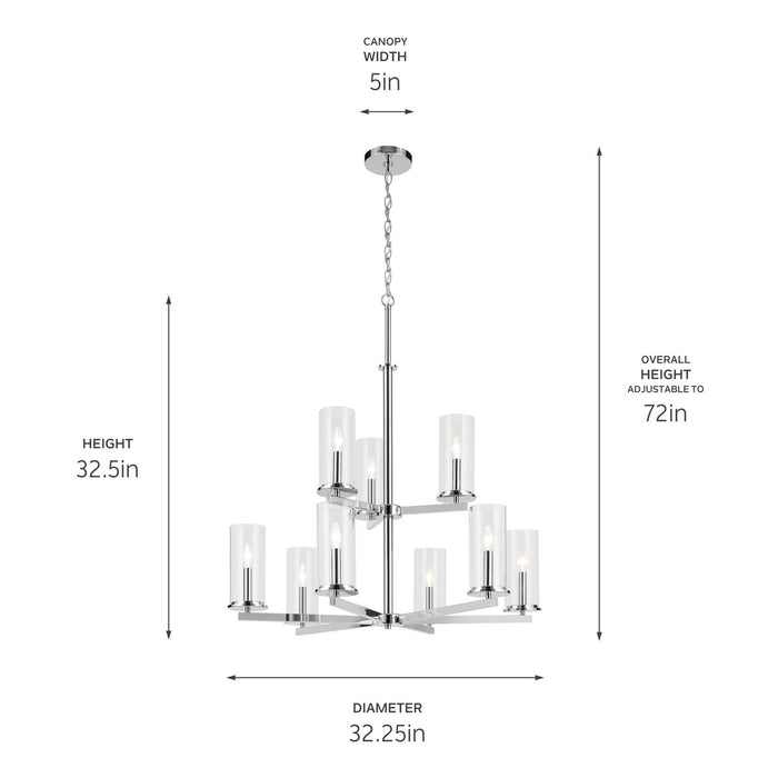 Kichler 44014CH Nine Light Chandelier, Chrome