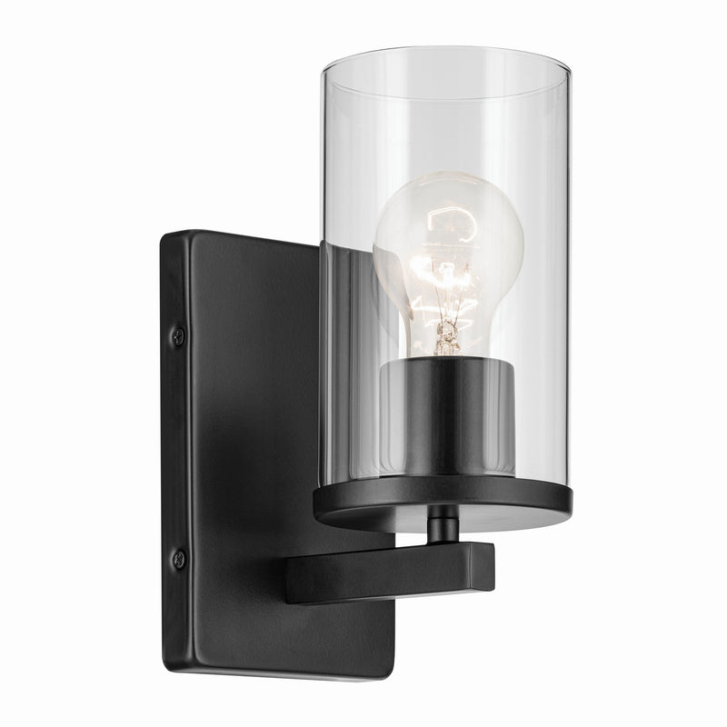 Kichler 45495BKCLR One Light Wall Sconce, Black