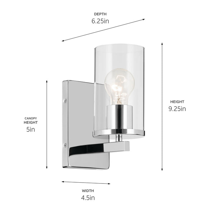 Kichler 45495CHCLR One Light Wall Sconce, Chrome