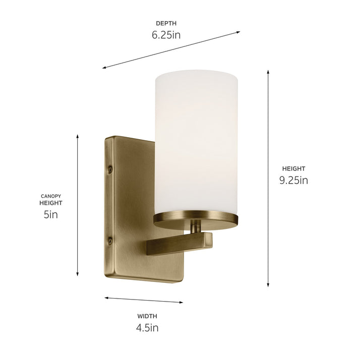Kichler 45495NBR One Light Wall Sconce, Natural Brass