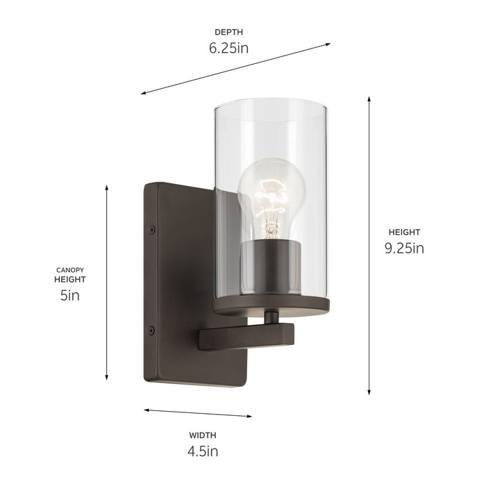 Kichler 45495OZCLR One Light Wall Sconce, Olde Bronze