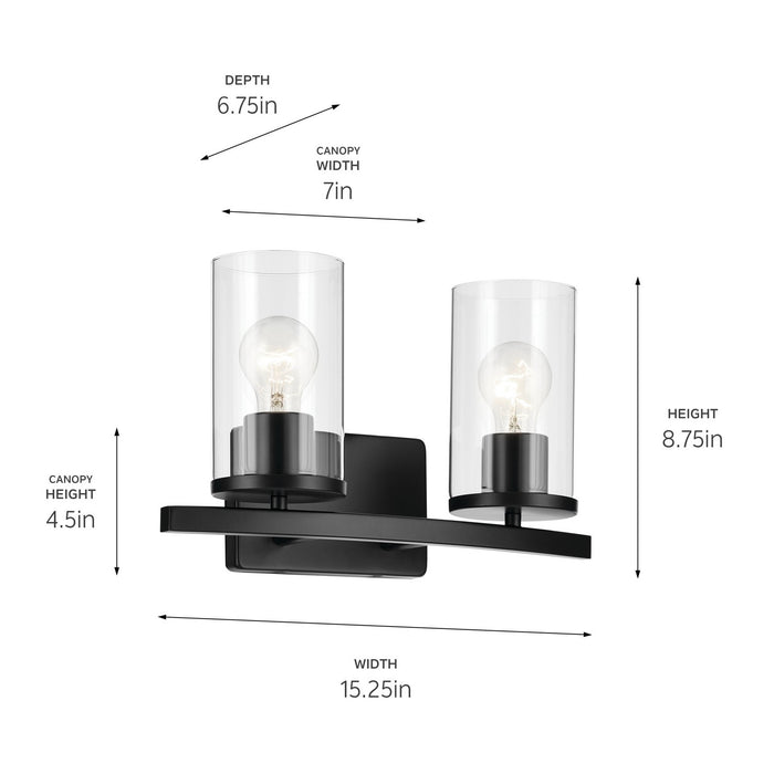 Kichler 45496BKCLR Two Light Bath, Black