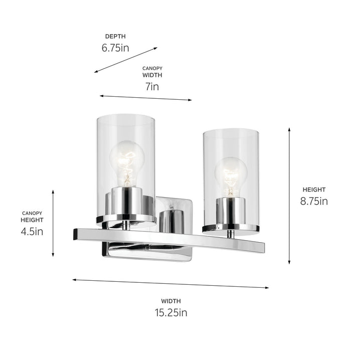 Kichler 45496CHCLR Two Light Bath, Chrome