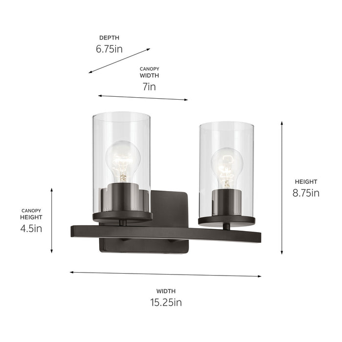 Kichler 45496OZCLR Two Light Bath, Olde Bronze