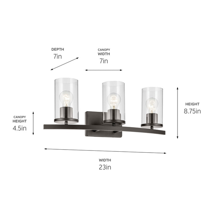 Kichler 45497OZCLR Three Light Bath, Olde Bronze