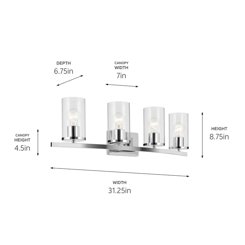 Kichler 45498CHCLR Four Light Bath, Chrome