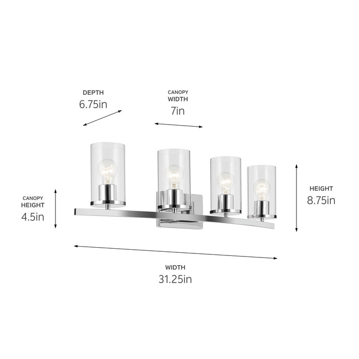 Kichler 45498CHCLR Four Light Bath, Chrome