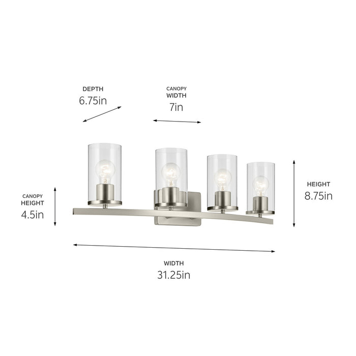 Kichler 45498NICLR Four Light Bath, Brushed Nickel
