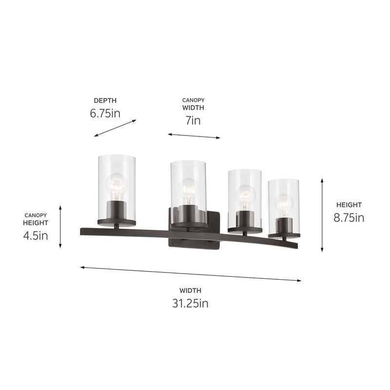 Kichler 45498OZCLR Four Light Bath, Olde Bronze