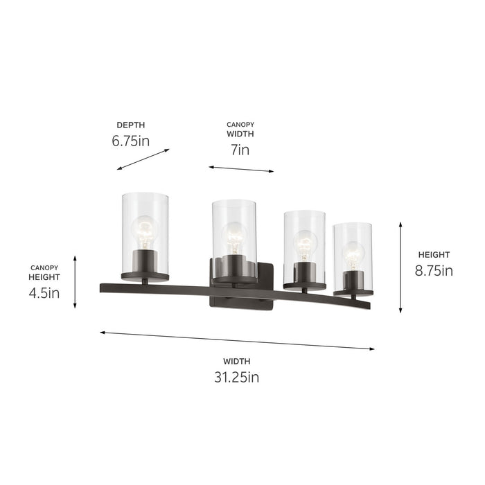 Kichler 45498OZCLR Four Light Bath, Olde Bronze