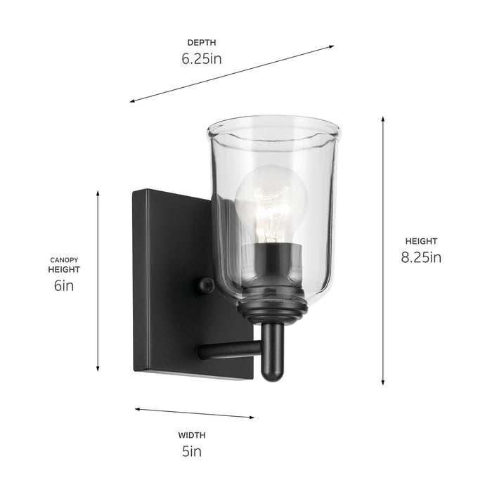 Kichler 45572BKCLR One Light Wall Sconce, Black