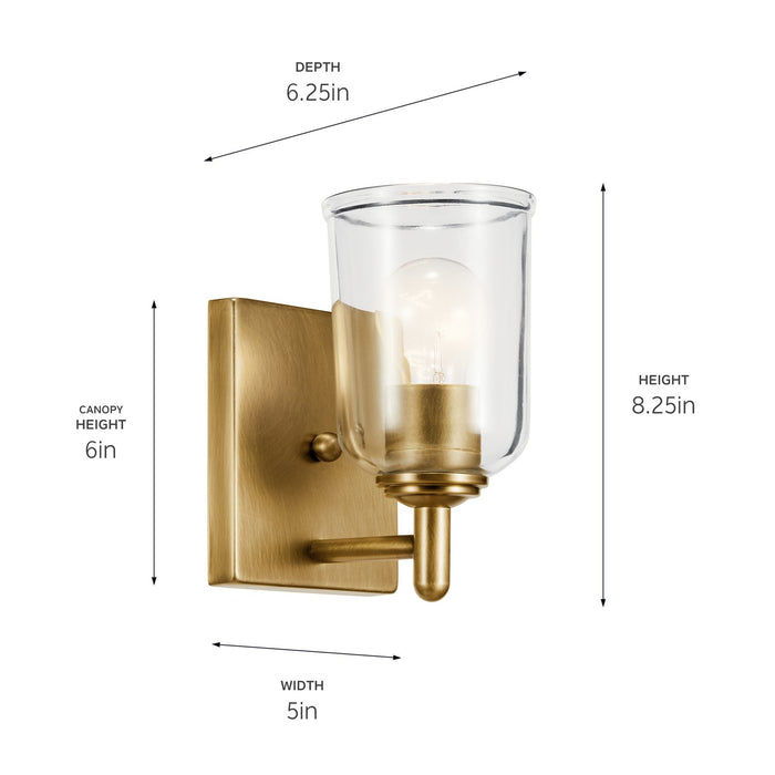 Kichler 45572NBRCLR One Light Wall Sconce, Natural Brass